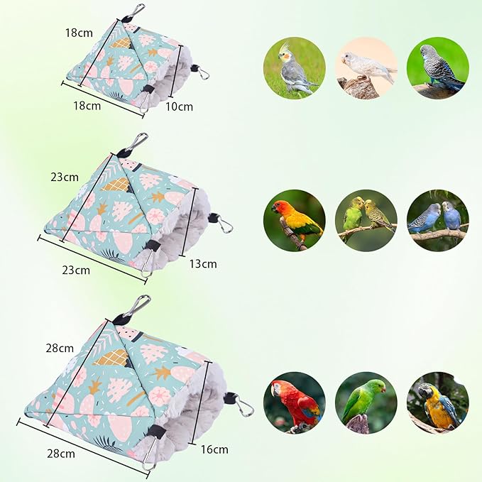 Yanmucy Bird Nests for Cages Waterproof Plush Winter Bird Hammock Hanging Warm Parrot Bed Cozy Corner Parrot House Tent for Sleeping Playing (Blue, Medium)