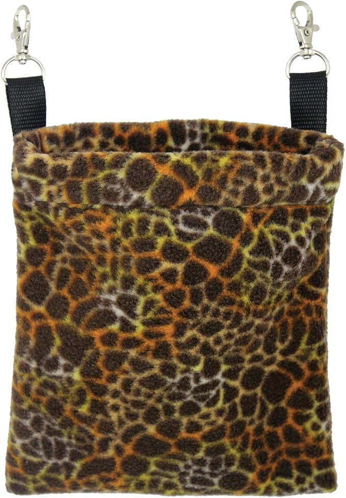 XL Nest Pouch (Giraffe) - Hanging Fleece Cage Accessory Toy - for Sugar Gliders, Squirrels, Marmosets, Hamsters, Rodents, Rats, Reptiles & Other Small Pets - Hammock, Tower, Bed, Nest Pouch