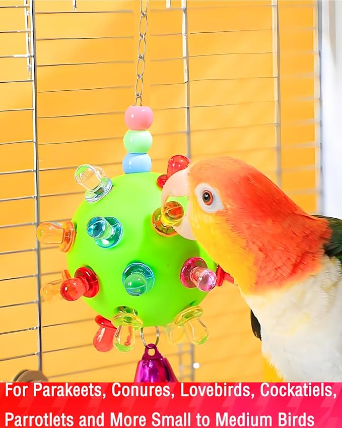 Cockatiel Toy, Parrot Ball Conure Hanging Lovebird Foot Toy, Bird Cage Accessories for Mini Macaw Budgie Small to Medium Birds