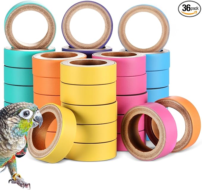 Skyygemm 36 Pcs Bagels Bird Toys Bulk for Parrots Cardboard Core Bird Toy Chewing Shredding Foraging Play Foot for Medium and Large Parrot Mini Macaws African Greys Cockatoos
