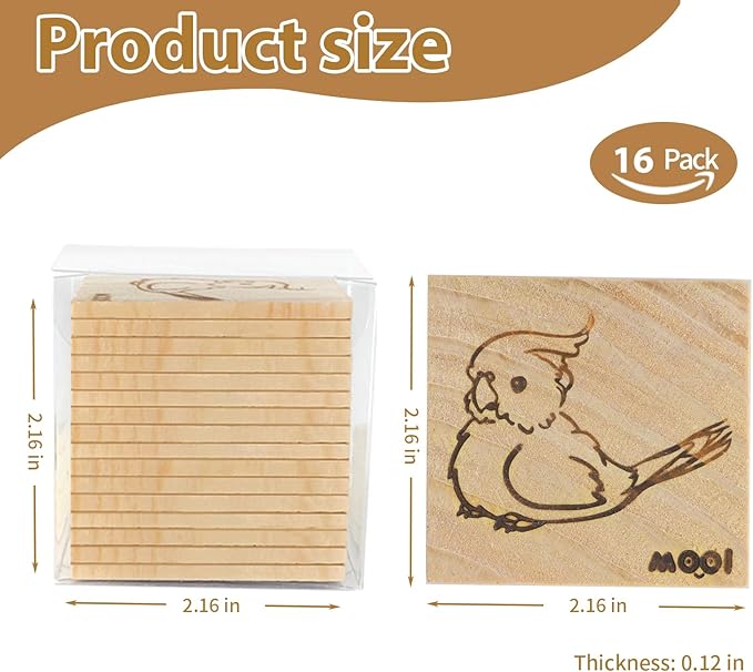 16 Pack Natural Balsa Wood Bird Chew Toys - World's Softest Wood, Safe Chewing Toys for Parakeets, Cockatiels, Lovebirds & Small Medium Birds. (Medium) (Medium 1)