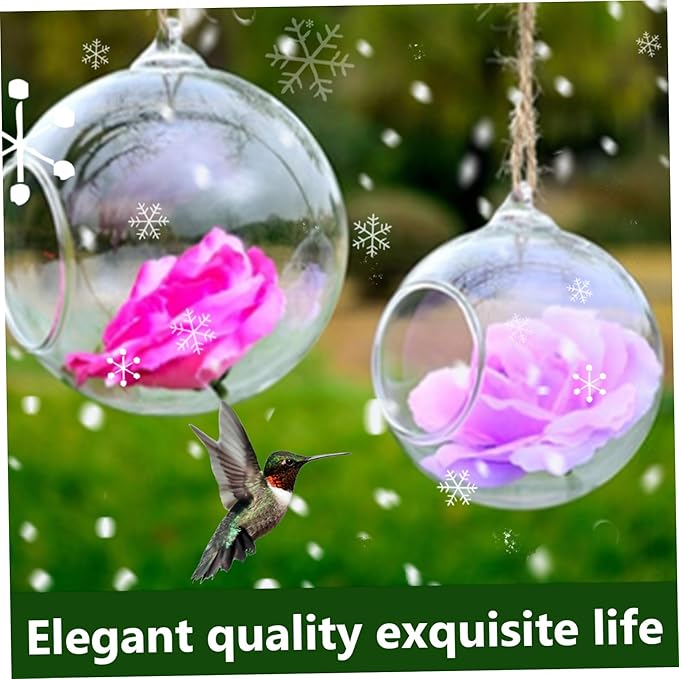 Hummingbird Feeder Transparent Hanging Hummingbird Feeder Glass Birdfeeder 3.9x3.9inch Feeders for Outdoors Garden Yard, No Hanging Rope, Ornements de Jardin
