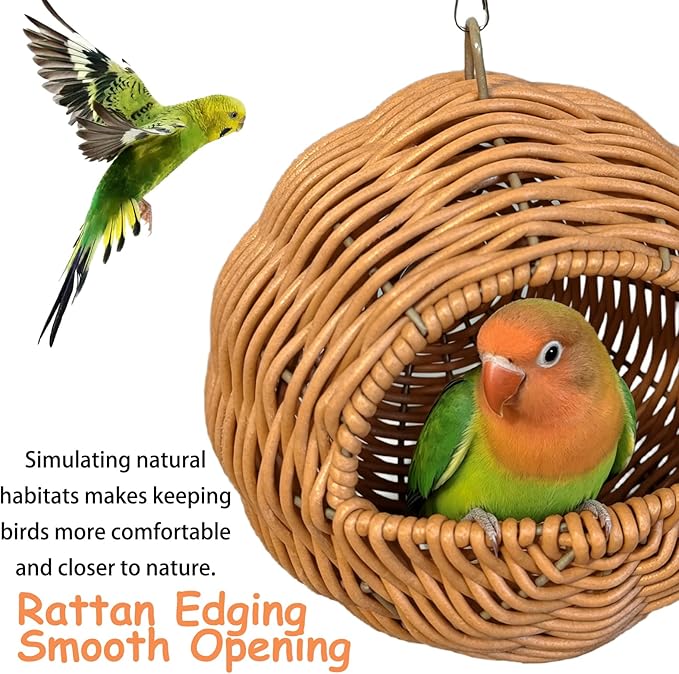 Bird Nest, Warm Bird Bed for Cage Parrot Nesting House Hanging Parakeet Cage Accessories for Lovebird, Canary, Budgie, Finch, Hamster (G-Hole Style)