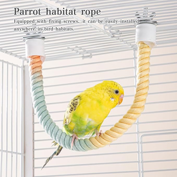 3pcs Gradient Colorful Bird Rope Perch Stand,Bird Cage Climbing Rope Toys Accessories,Bendable Climbing,Parakeet Lovebirds Cockatiels Budgies Play (15.7'',23.6'',39.3''BB)