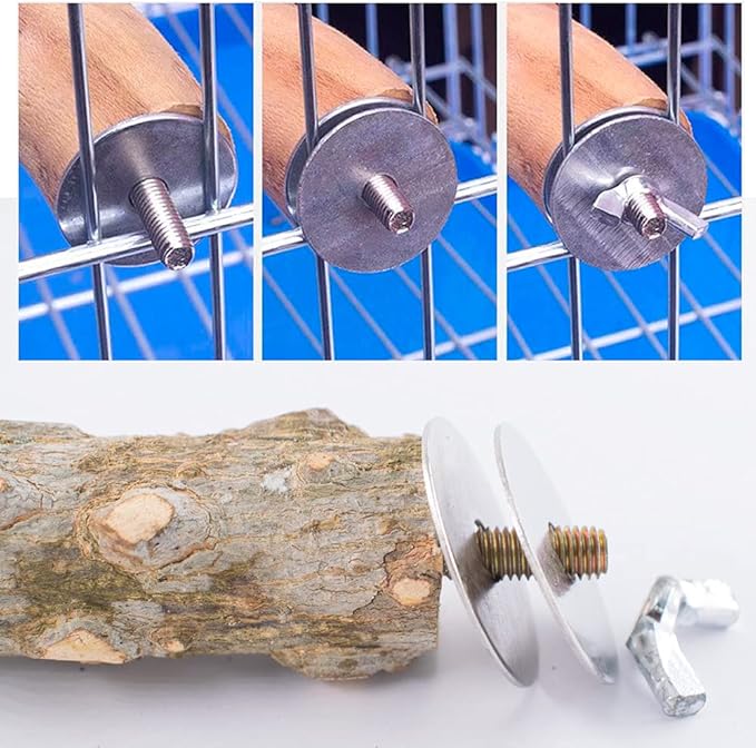 Bird Cage Feeder Stand Perches Accessories Hardware 16 Clamps 8 Screws 8 Bolts 1 Drill for Holding Water Food Cups Bowls Metal Replacements Hamster Board Pole Fixing Breeding Box Double-Headed Screw