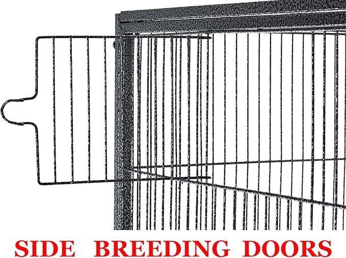 54" Pet Products Large Wrought Iron Breeder Bird Flight Cage Side Breeding Nest Doors with Removable Rolling Stand