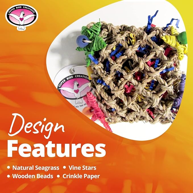 Super Bird Creations SB50949 Pickin’ Pocket Bird Toy - Ideal for Cockatiels, Parakeets, Parrots - Small to Medium Birds - Fun & Entertaining Bird Toy - Bird Safe Component & Design - 7.5"x5" (2 Pаck)