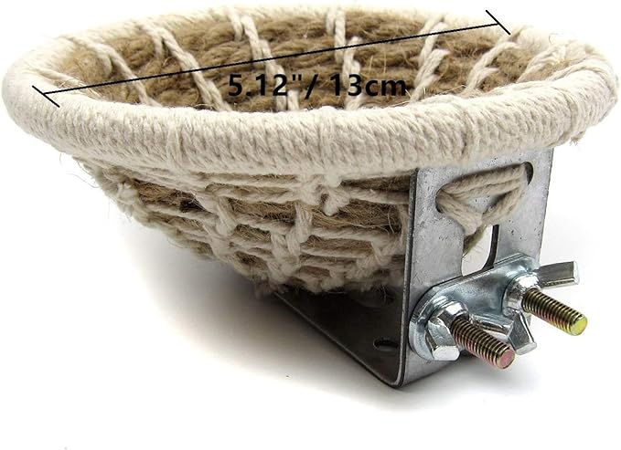 Bird Breeding Nest Bed Hut Toy with Warm Comfortable Mat Handmade Cotton Weave Hemp Rope Hatching Hut Cave Cage Accessories for Parakeet Conure Cockatiel Canary Finch Lovebird Budgie (B: HEMP)