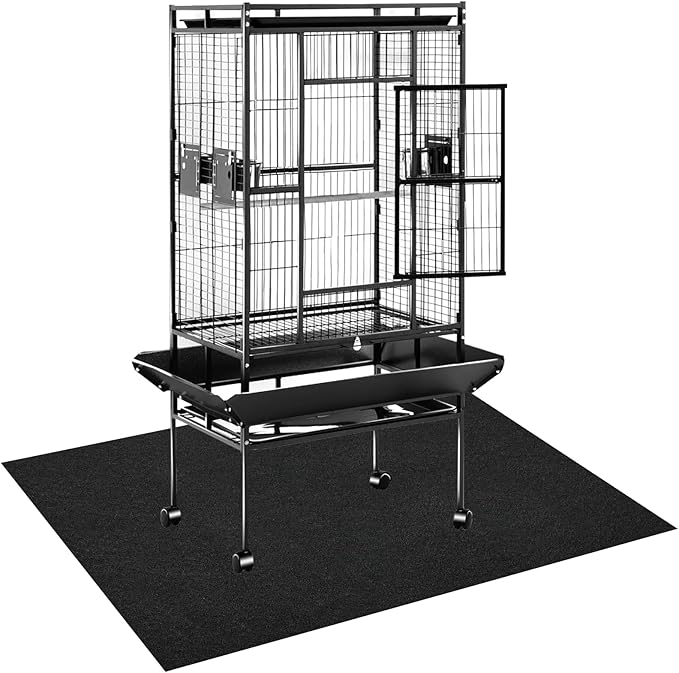 Large Bird Cage Mat, 35x47 Inch Under Pet Cage Mat for Bird Cages, Dog Crate Mat Liner, Reptile Aquariums, Waterproof Felt Liner with Non-Slip Backing for Kennel Training, Floor Protector