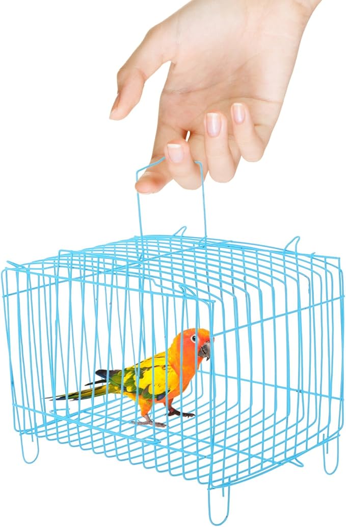 POPETPOP Bird Cage for Finches Portable Cage Net Cover Parrot Travel Carrier Steel Wire Comfortable Carrier