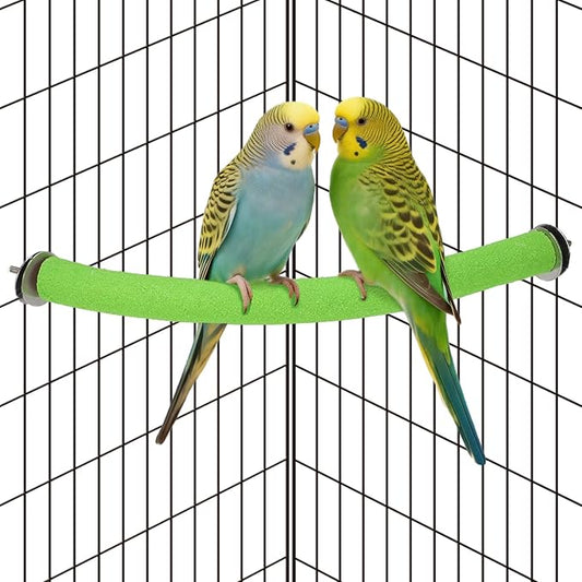 Rypet Parrot Perch Stand Toy Used for Cage Corner for Paw Grinding Clean Stick Exercise, Rough-Surfaced Quartz Bird Perch Standing Cage Accessorie for for Small Parakeets Cockatiel Conures (Green S)