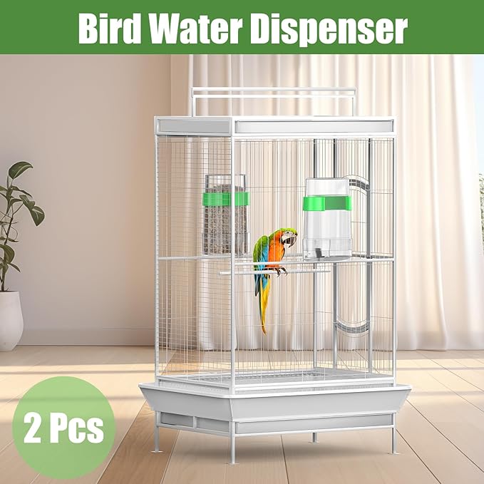 CLPOAWC Bird Water Dispenser, Bird Cage Feeder, Parakeet Cage Accessories, 2 Pcs Automatic Bird Water Feeder for Budgies Cockatiel Lovebird Canary Finch, clear