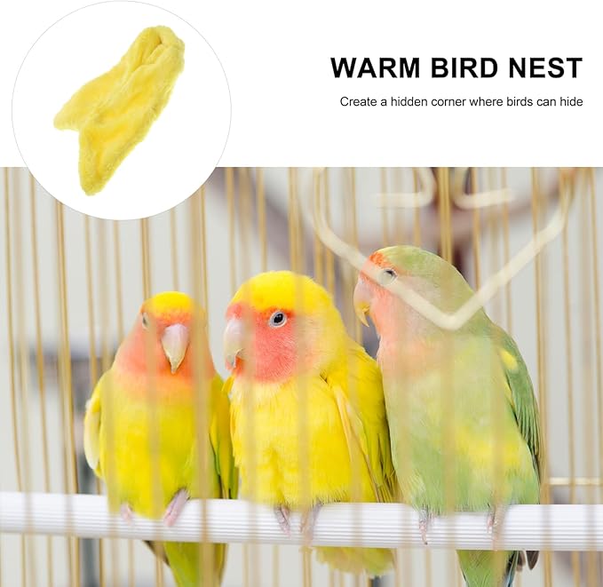 FOMIYES 1pc Cozy Fleece Bird Blanket for Parrots Warm Snuggle Hut Bed Hammock Toy Easy to Install Removable and Convenient for Cage for Parakeets Cockatiels and Lovebirds Lemon