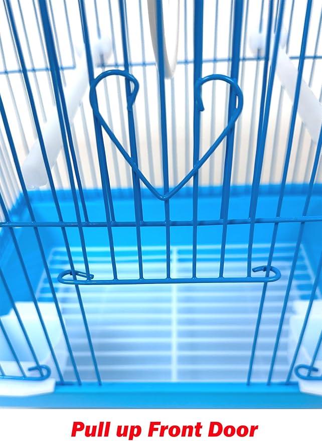 Lot of Ten Aviary Breeding Breeder Bird Cages for Lovebird Finch Parakeet - Mixed Colors (3 Blue Dome Top, 3 Green Roof Top, 4 Yellow Flat Top) - 11.5" W x 9" D x 15.5" H with 3/8" Bar Spacing