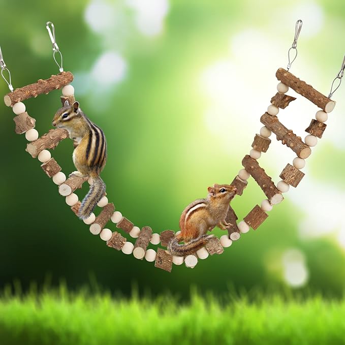 Natural Pepper Wood Hanging Pet Chewing Bridge, Rat Hamster Climbing Accessories, Suitable for Bird Parrot Rat Squirrel Sugar Gliders
