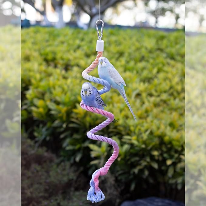 31.5" Bendable Bird Perch Cotton Rope Bird Toy Twistable Ladder Swing Chewable Gym for Parakeets Cockatiels Conures Lovebirds