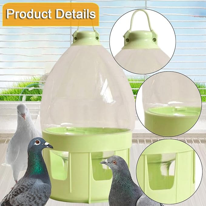 Pigeon Water Dispenser Feeder Bird Drinker Waterer,Automatic,Drinker Bottle,Pet Water Pot Container for Duck Parakeet, 4L