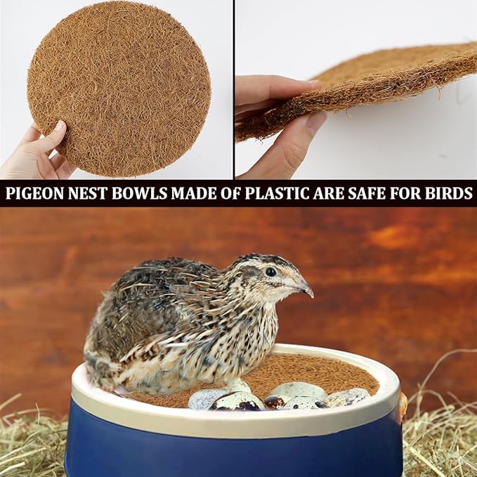 5 Pcs Pigeon Nest Bird Nest Bowls Nest for Pigeons Breeding Hatching (White Side+ Pad), Random