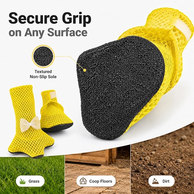 Chicken Boots for Chickens - Breathable Poultry Shoes with Non-Slip Sole for Backyard Chickens (Little Bows)
