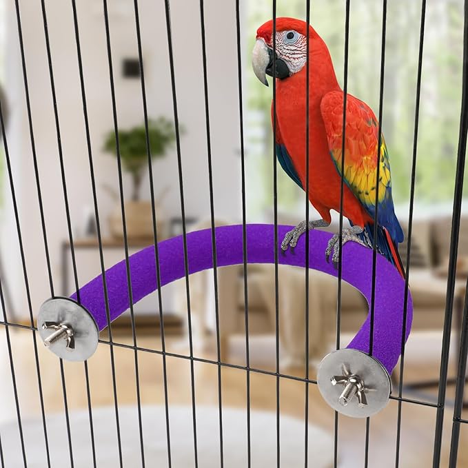 RYPET Parrot Perch Rough-surfaced - Quartz Sands Bird Cage Perches for Medium to Large Bird, U Shape Purple Large