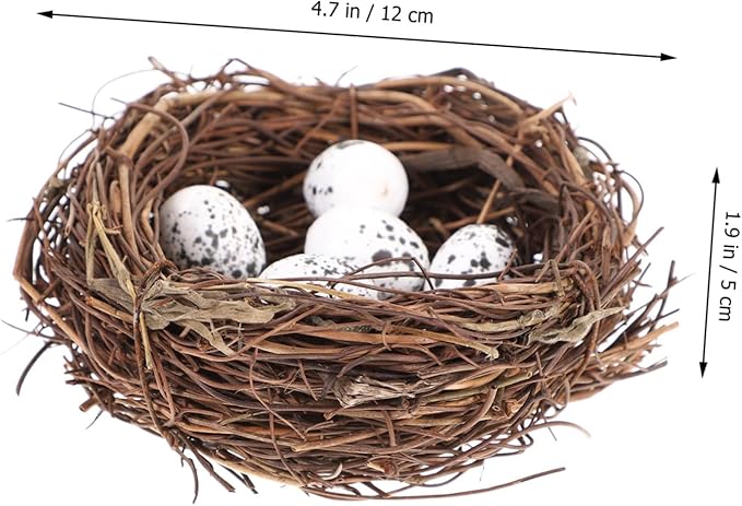 Amosfun 24pcs Easter Simulation Bird Nest with Eggs Artificial Nest Natural Bird Easter Egg Ornament for Decor