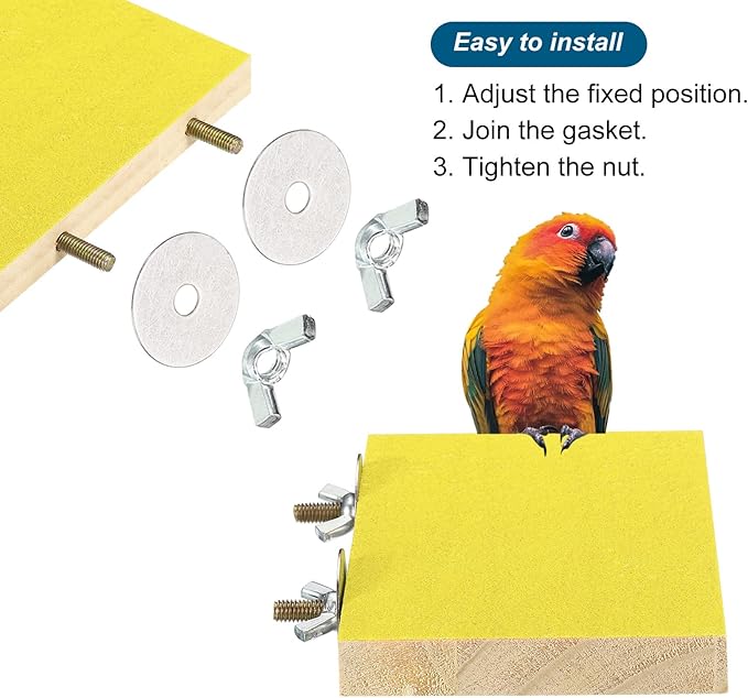 PATIKIL Bird Perch Stand Platform, 2 Pack Parrot Stand Platform Playground Paw Grinding Clean for Parakeet Cockatiel Cage Accessory, Yellow