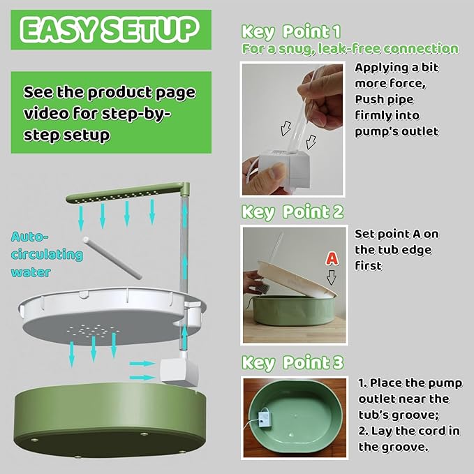 Bird Shower Parakeet Bath for Cage with Adjustable Water Flow Control Valve, Parrot Shower Bath for Budgies with Plug, Automatic Circulating Water Fountain for Pet Bird, Cockatiel, Conure (withe pipe)