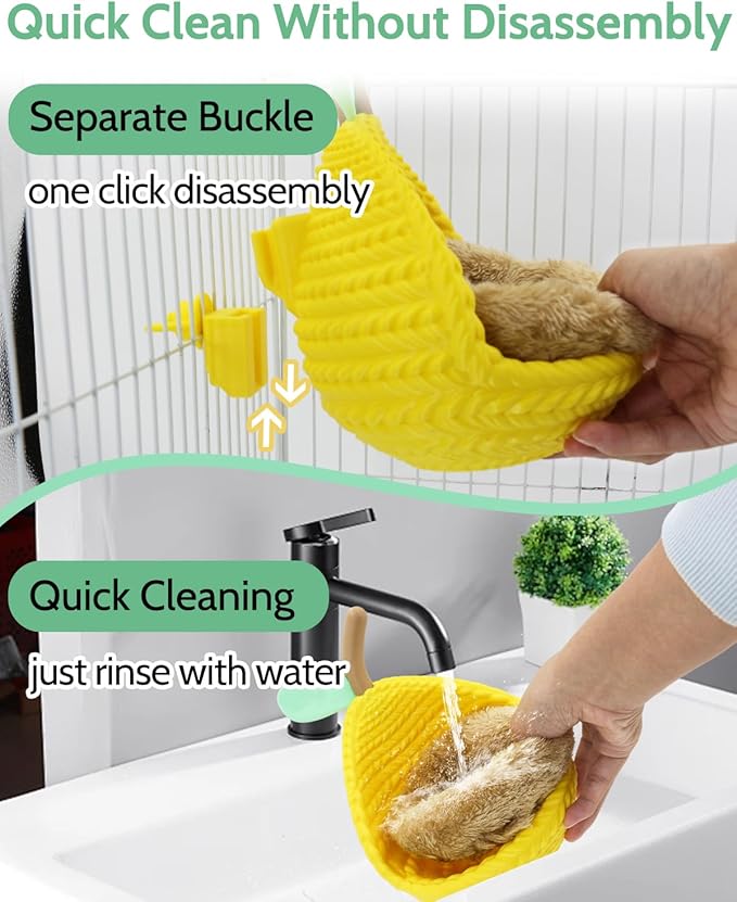 Eco-Friendly Bird Bed for Cage with Cotton Pad, Parakeet Nest with Quick-Release Buckle for Easy Clen, Cute Pear-Shaped Bird Hammock with Airy View for Small-Sized Birds Like Lovebird Canary Budgie
