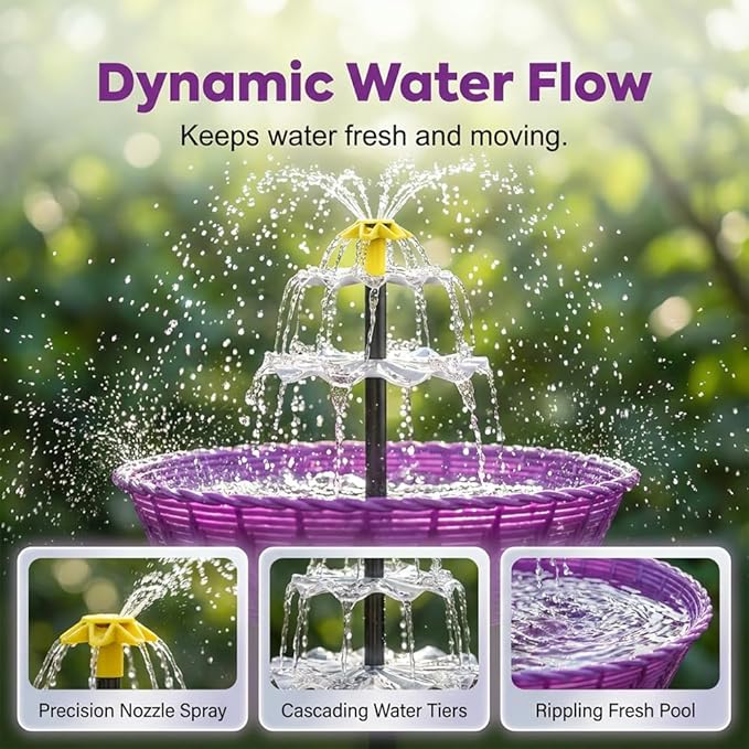Solar Hanging Bird Bath Fountain, Solar Powered Auto Water Circulation Glass Bird Bath with Hanging Chain, Weatherproof Outdoor Garden Decor to Attract Hummingbirds Wild Birds (1pc)