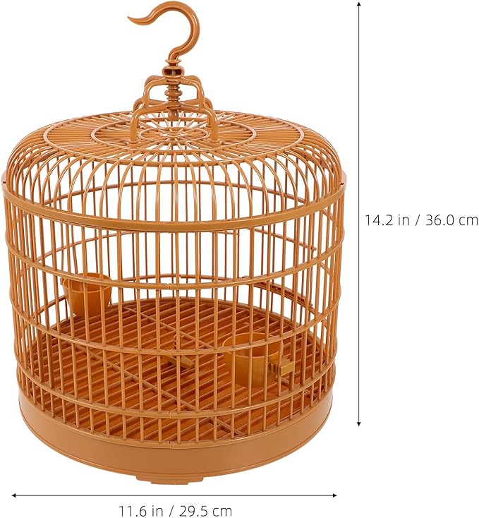 Toddmomy Hanging Bird Cage for Parakeets and Lovebirds 29.5-inch Plastic Vintage Style Cage with Dome Top Suitable for Small Birds and Indoor Use