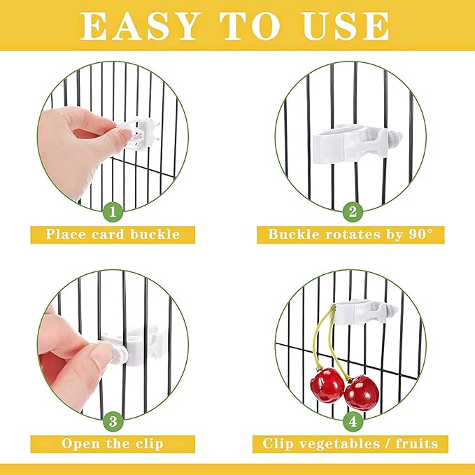 3Pcs Bird Snack Holder for Fruit Vegetable Treat Food Clips Easy to Install for Cage Feeder for Small Parrots