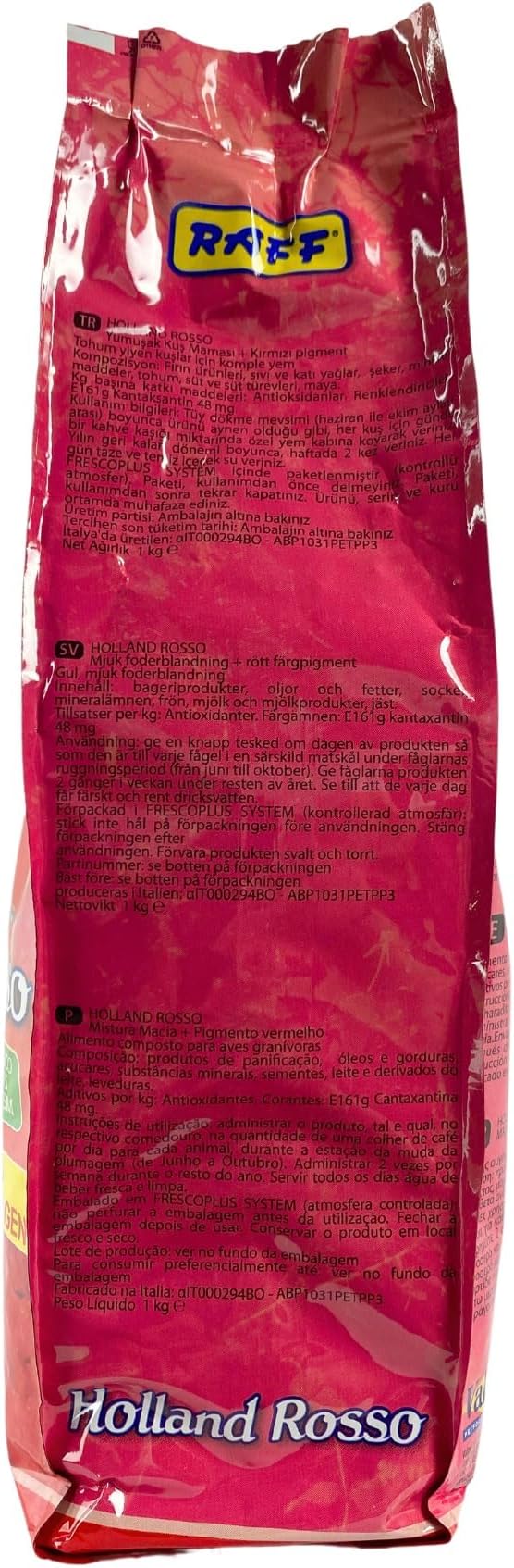 Raff Holland Rosso, Canary Food, Premium natural nutrition for vibrant and red plumage, bird food, pet food, Holland food, high in protein and fat, bird food for indoor, finch food (2.2 Pound)