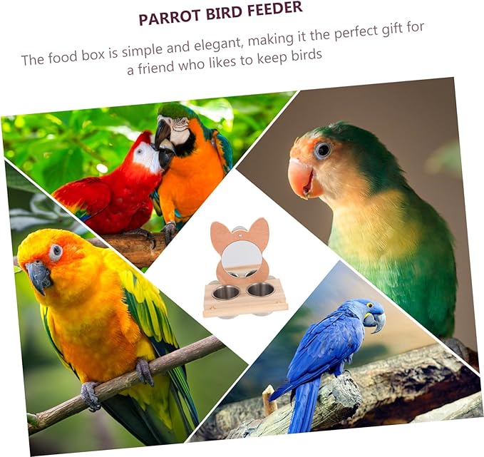 balacoo Parrot Supplies Bird Mirror Food Cup Set Multi-Functional Feeding Bowl and Plaything for Birds Easy to Fill Suitable for Home and Pet Stores Convenient Cleaning and Coordination