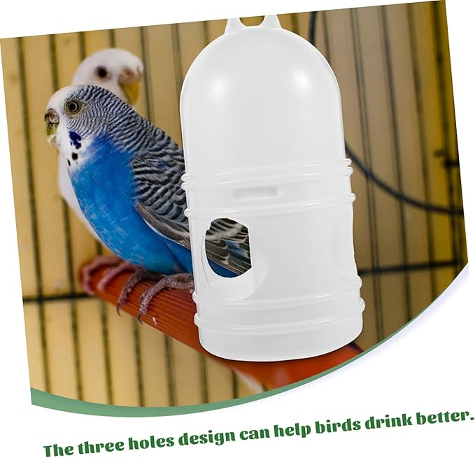Hemobllo Pigeon Bird Water Dispenser, Plastic Poultry Water Dispenser with Top Handle 1 L Capacity Drinker Waterer Automatic Drinker Feeding for Parrot Chickens Pigeon Dove (2Pcs, White)