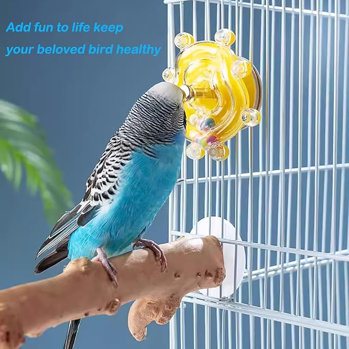 Windmill Roller Parrot Toy Bird Toys Bird Cage Accessories Parakeet Toy Chewing Toy for Conure Cockatiel Budgies Lovebird Parrotlet Sun Conure Budgie Mini Macaw Small Medium Birds (Yellow)