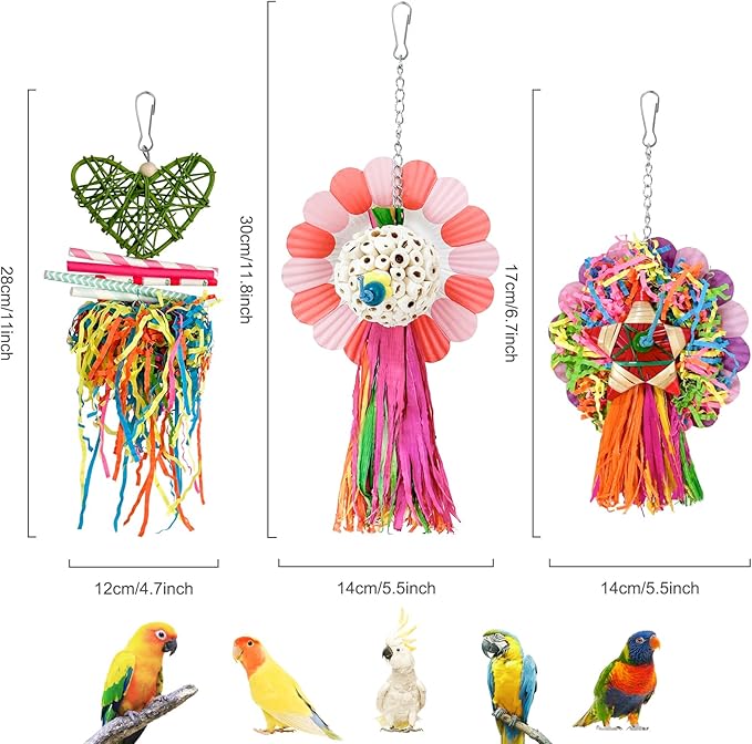 Bird Toys, 3PCS Natural Corn Cob Bird chew Toys Bird Foraging Toys for Small Medium Parrots, Conures, Cockatiel, Lovebird Cockatiel