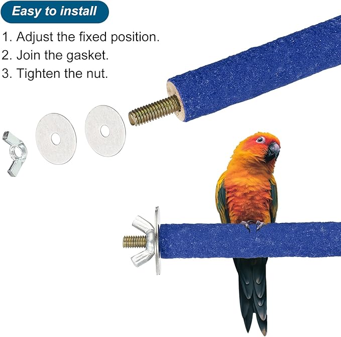 PATIKIL 0.6x5.5 Inch Bird Cage Perch, 2 Pack Parrot Stand Paw Grinding Stick Bird for Parakeet Cockatiel Cage Accessories, Blue