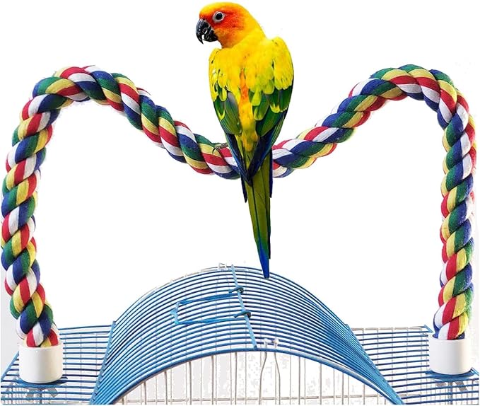 30-Inch × 0.78-Inch Diameter Nipple Style Bird Rope Perch, Bird cage Accessories, Rope perches for Conures,Parrots,Cockatiel,Lovebird,Budgerigar,Parakeet perches Birds Standing