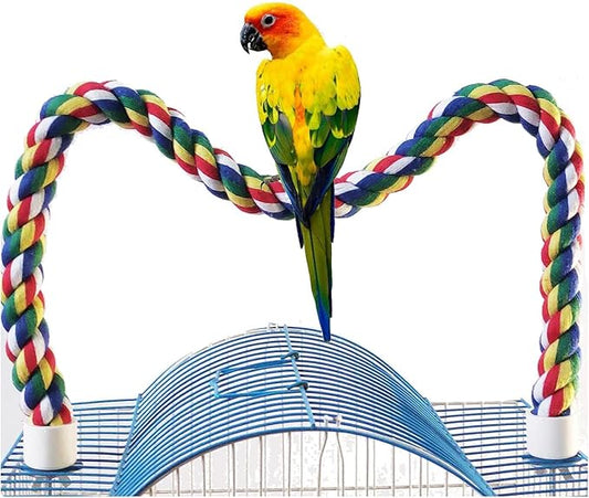 30-Inch × 0.78-Inch Diameter Nipple Style Bird Rope Perch, Bird cage Accessories, Rope perches for Conures,Parrots,Cockatiel,Lovebird,Budgerigar,Parakeet perches Birds Standing