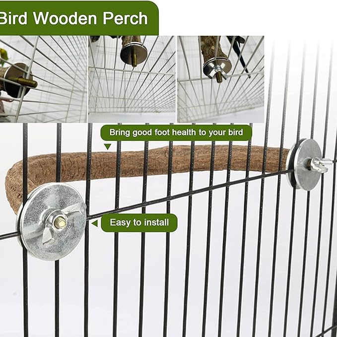 Bird Natural Wood Stand Perch Swing U Shape Natural Parrot Perch Bird Stand Pole for Parakeet, Conure, Cockatiel, Budgie, Lovebirds