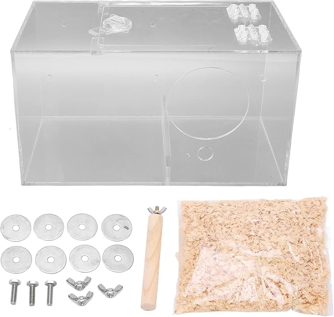 Pssopp Parakeet, Cockatiel, Budgie, Lovebirds Breeding Box - Transparent Acrylic Bird Cage - Portable, S Size