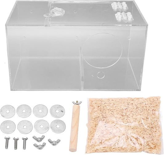 Parakeet House Box Acrylic Bird Breeding Box Transparent Parrot Mating Box Cage for Lovebirds Cockatiel Budgie