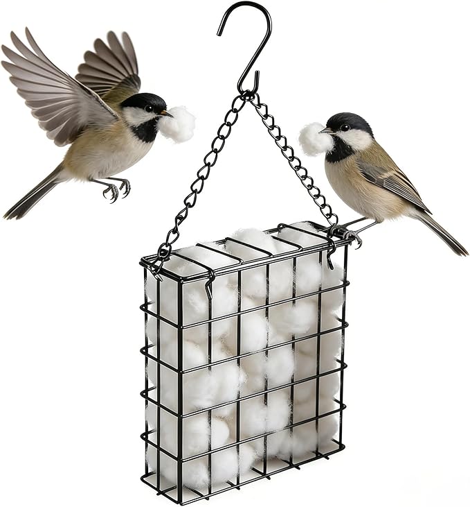 Bird Nesting Material Holder, Handmade Fiber Bird Nesting Material, Refillable Bird Shelter, Outdoor Bird Nesting and Resting Spot, Gift for Animal and Bird Enthusiasts (1 Set)