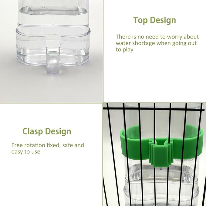 No Mess Bird Feeder, Automatic No-Spill Transparent Bird Feeder Acrylic Parakeet Food Dispenser Cage Accessories for Parakeet Lovebirds Cockatoo Budgie (White)