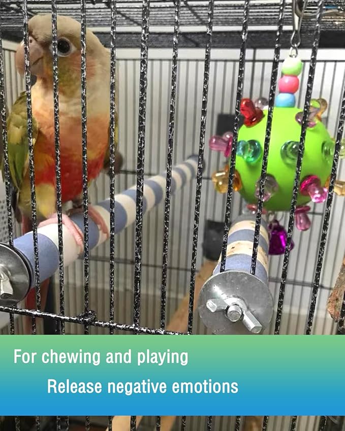 Cockatiel Toy, Parrot Ball Conure Hanging Lovebird Foot Toy, Bird Cage Accessories for Mini Macaw Budgie Small to Medium Birds