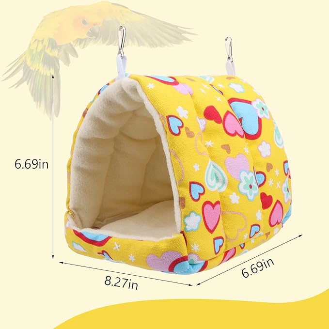 Hypeety Bird Hanging Hammock Nest Parrot Winter Warm Nest House Comfortable Plush Bird Bed for Cage Winter Bird Hideaway Hut for Cockatiels Budgies Parakeets Lovebirds Conures Hamsters (Cordate)