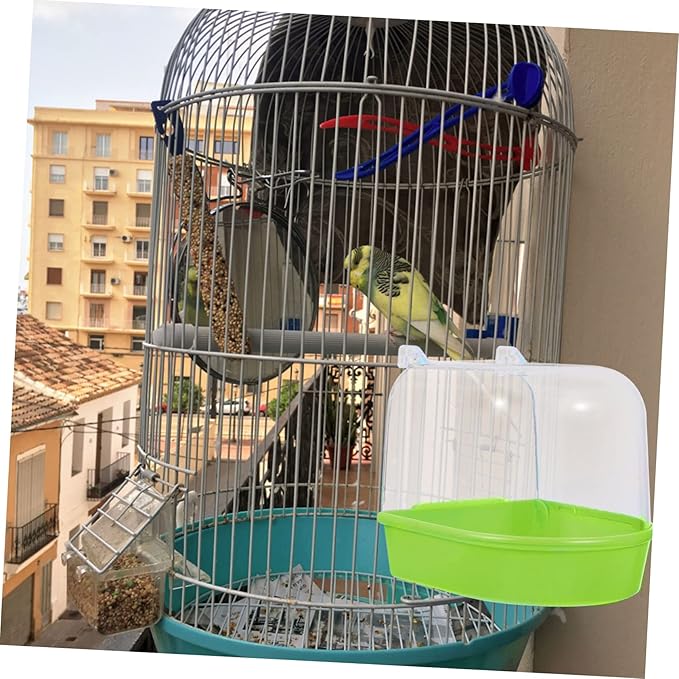 HANABASS Parrot Shower Box Bird Bath for Cage Small Parakeet Bathing Tub with Smooth Edges 5.31X5.11X4.92 Inches Plastic Bird Cage Accessory