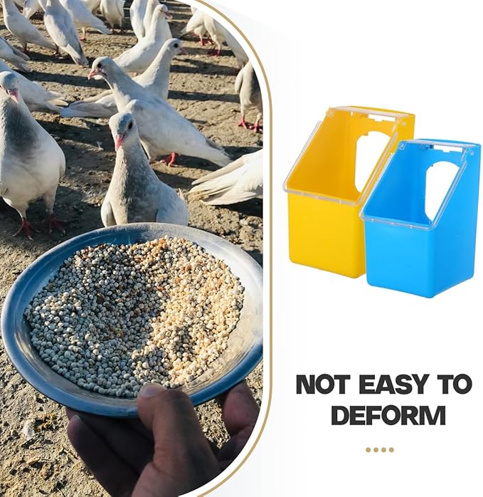 Alasum 2-Pack Hanging Pigeon Feeder 5.51×3.34×3.14In Thickened Plastic No-Waste Food Container for Cage Birds – Easy-Clean Slot Basin for Doves, Quail, Cockatiel
