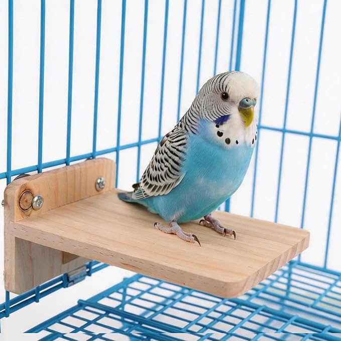 Litewoo Bird Perch Corner Platform Stand Shelf for Birds Budgie Parakeet Cockatiel Conure Cockatoo（Springboard）