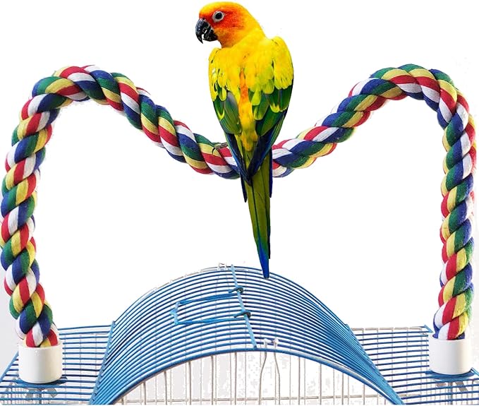 41Inch × 0.8-Inch Diameter Nipple Style Bird Rope Perch, Bird cage Accessories, Rope perches for Conures,Parrots,Cockatiel,Lovebird,Budgerigar,Parakeet perches Birds Standing Pole